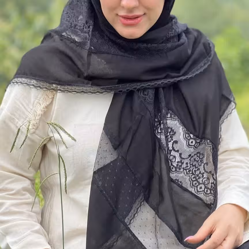 روسری مزونی دانتل دار 
