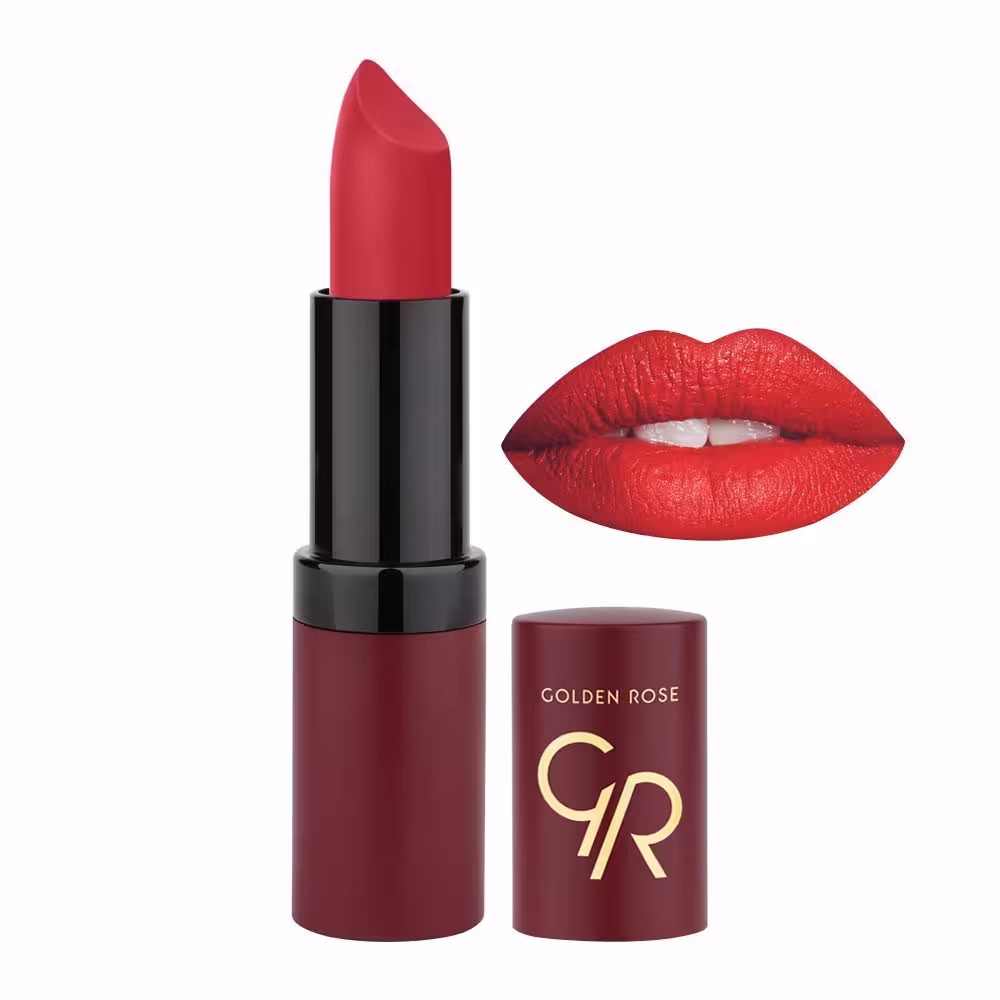 رژ لب جامد مات و مخملی گلدن رز Golden Rose مدل GR Velvet Matte Lipstick شماره 18