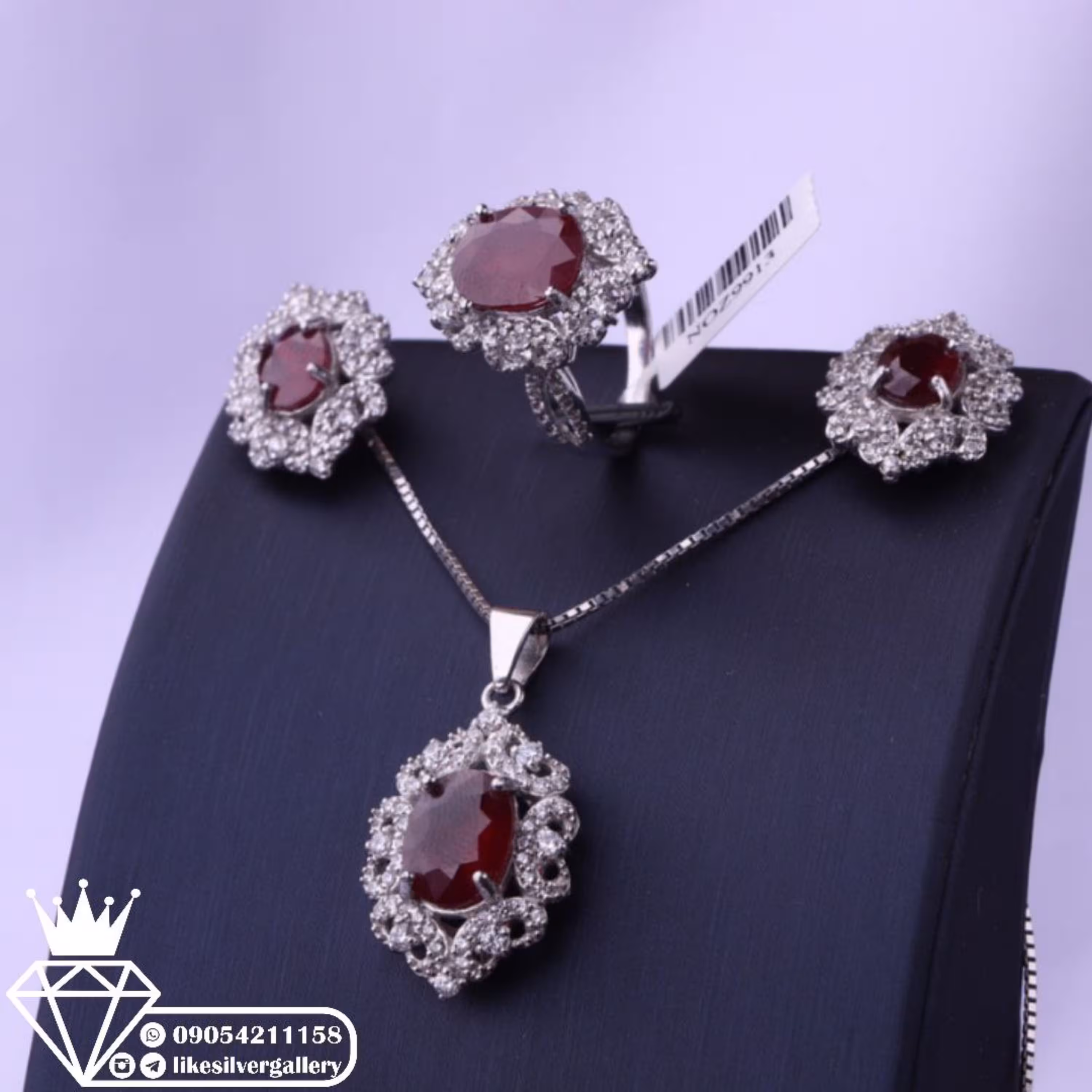 نیم ست زنانه یاقوت سرخ اصل شناسنامه معتبر وزن 23 گرم ارسال رایگان