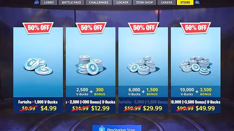 سی دی کی V-Bucks فورتنایت (پول درون بازی)
