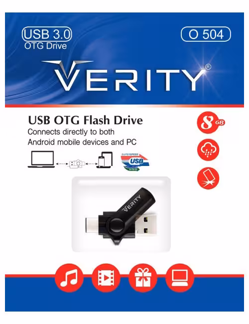فلش مموری OTG وریتی مدل O504 ظرفیت 8 گیگابایت