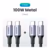 کابل usb تایپ c فلزی 1.5 متری 100 وات UGREEN 100W USB Type C To USB C Cable