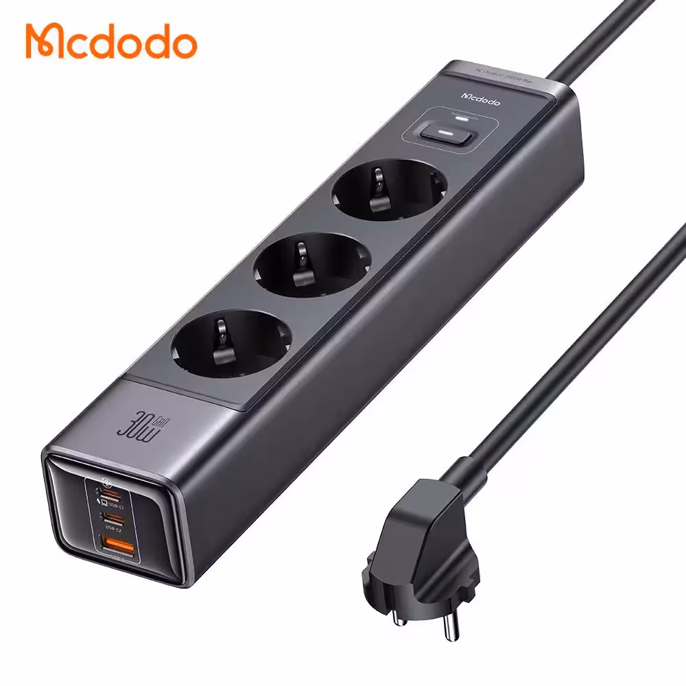 آداپتور شارژر و چند راهی 30 وات و چند راهی محافظ برق مک دودو مدل MCDODO GaN CH-0620