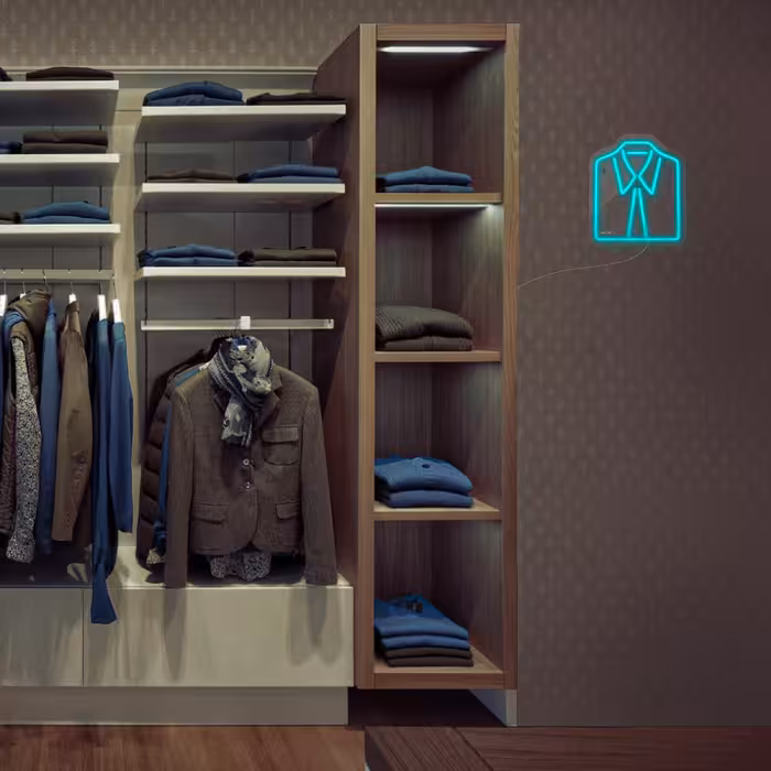 چراغ دیواری نئون دیزاین طرح Men-Clothes_TBL
