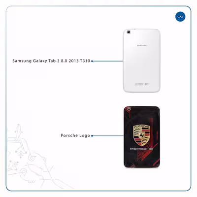 برچسب پوششی ماهوت مدل Porsche-Logo مناسب برای تبلت سامسونگ Galaxy Tab 3 8.0 2013 T310