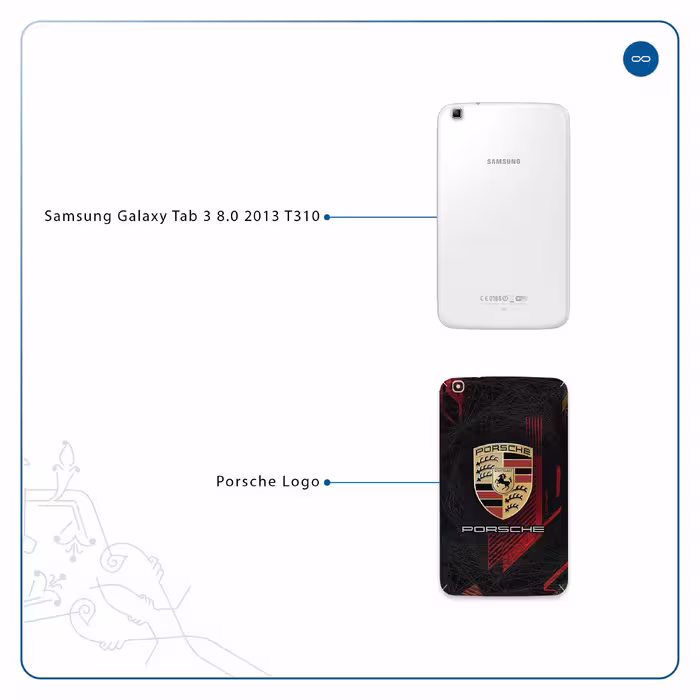 برچسب پوششی ماهوت مدل Porsche-Logo مناسب برای تبلت سامسونگ Galaxy Tab 3 8.0 2013 T310