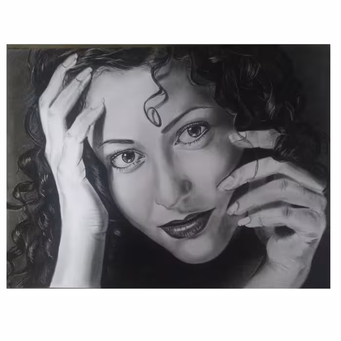 نقاشی سیاه قلم مدل زمرد کد 1013