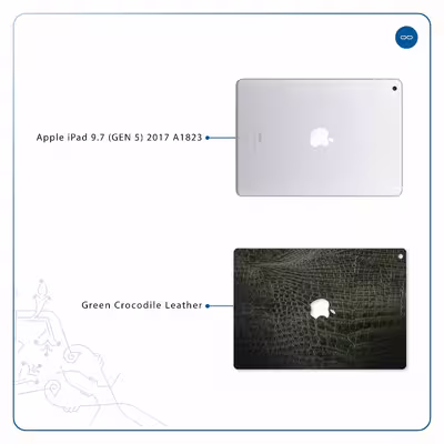 برچسب پوششی ماهوت مدل Green-Crocodile-Leather مناسب برای تبلت اپل iPad 9.7 (GEN 5) 2017 A1823