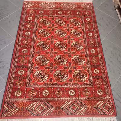 فرش دستبافت یک و نیم متری طرح ترکمن کد AA460