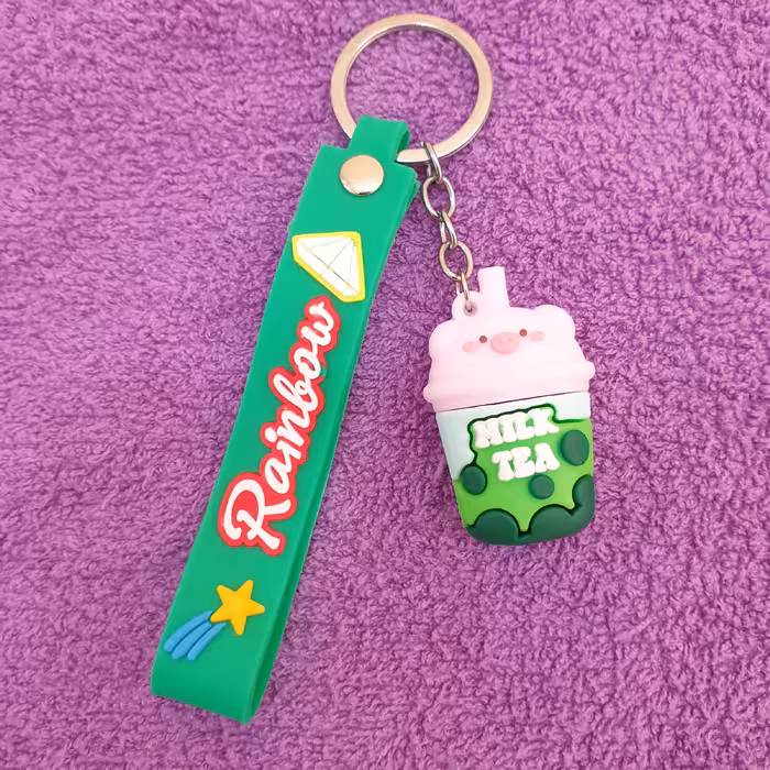 جاکلیدی مدل سیلیکونی طرح لیوان چای شیری و سر خوک کد DB20