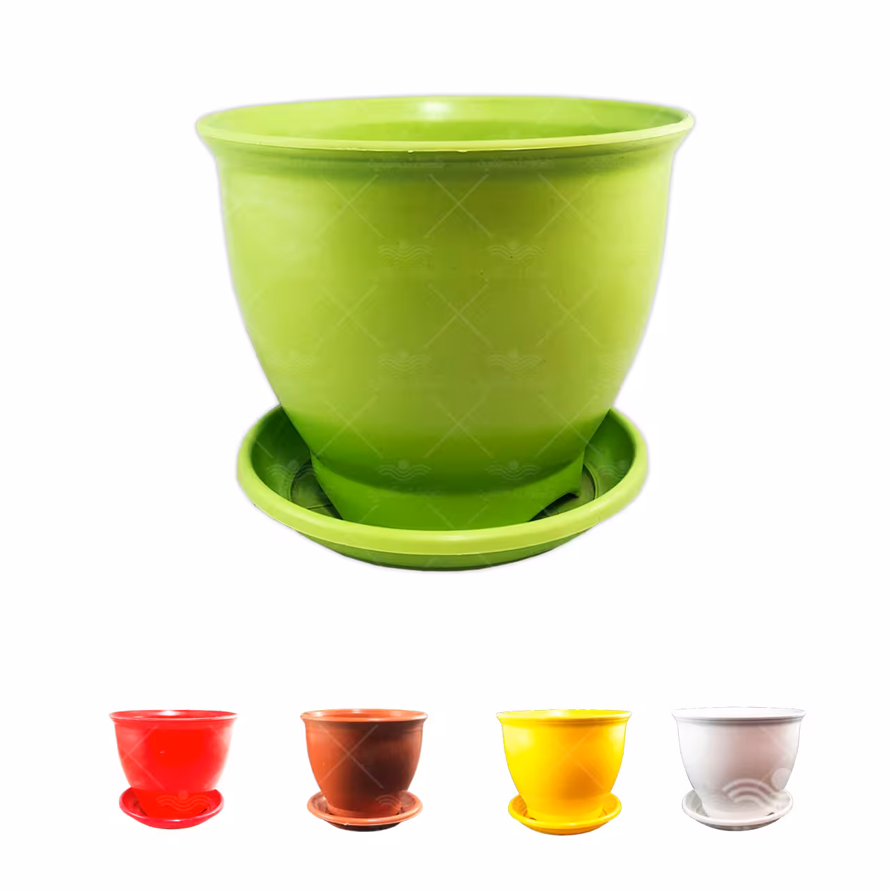 گلدان رنگی گرد پلاستیکی طرح بتا با زیرگلدانی سایز 17