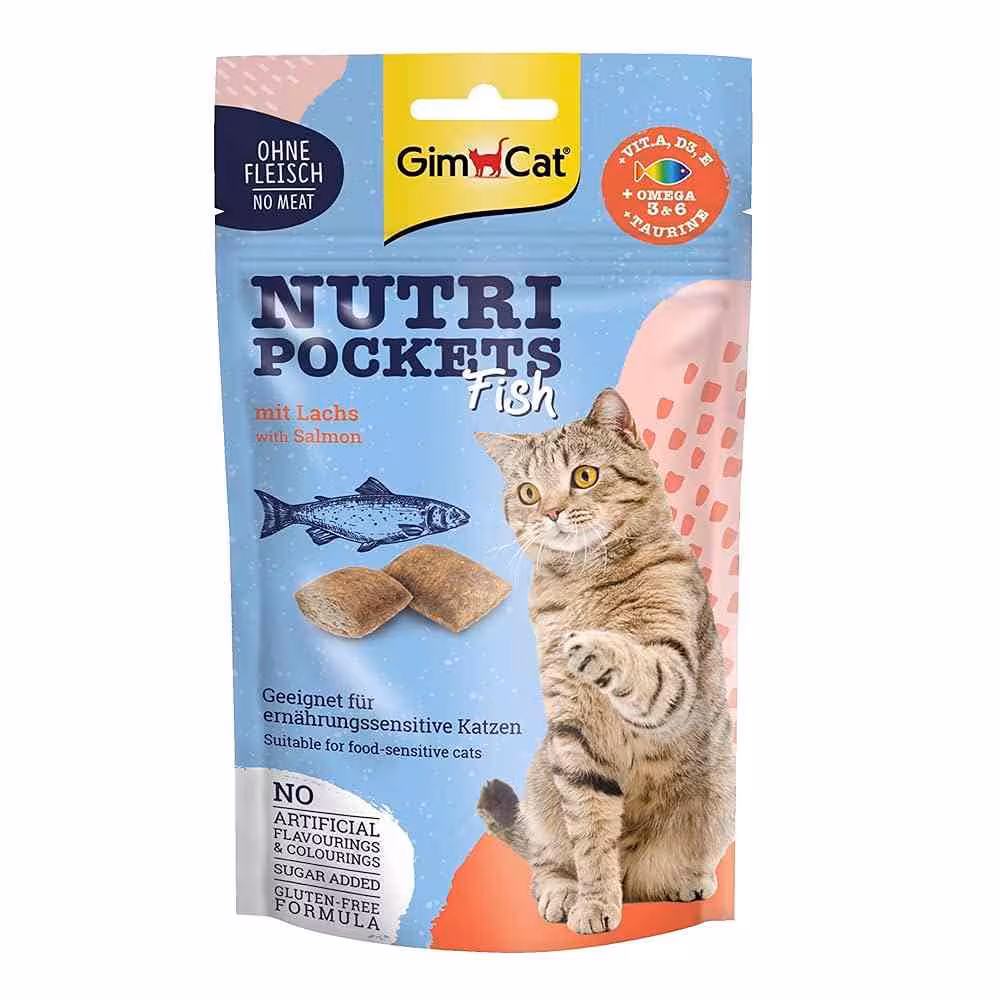 تشویقی مغزدار گربه برند Gim Cat جیم کت مدل ماهی سالمون وزن 60 گرم