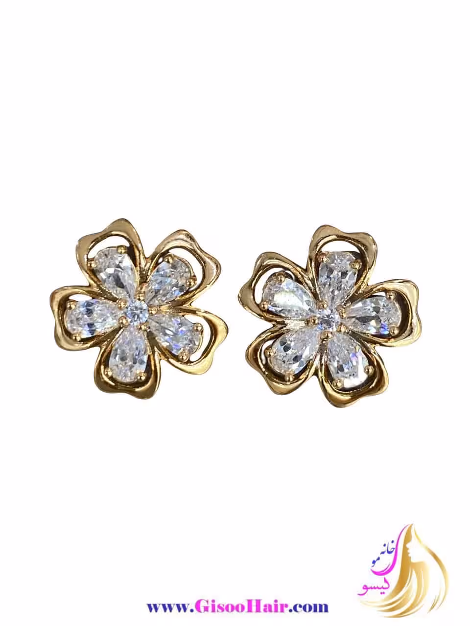 گوشواره میخی ژوپینگ مدل گل نگیندار