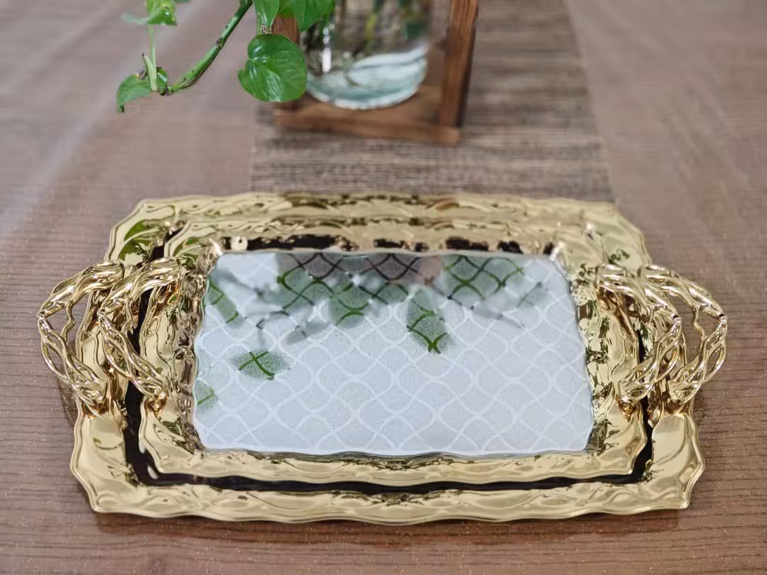 سینی استیل جفتی طرح دار کد 703