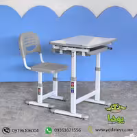 میز تحریر دبستانی با پایه های قابل تنظیم رنگ طوسی