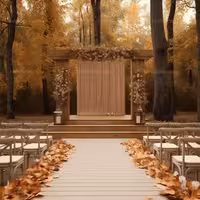 بک دراپ پاییزی عروس و داماد با گل | گرافیک با طعم تربچه