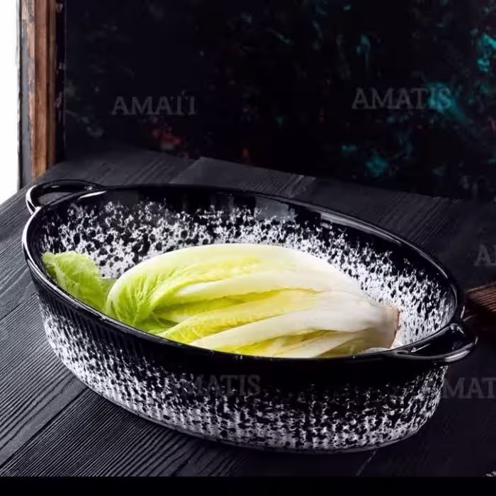 تابه بیضی سرامیکی ملورین مشکی کد 3108