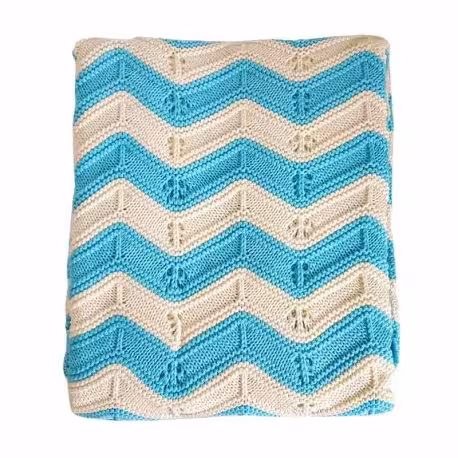 پتوی بافت نوزادی مدل موج رنگ فیروزه ای با کرم Blanket