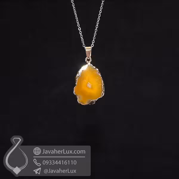 گردنبند ژئود عقیق زرد _ کد : 400600