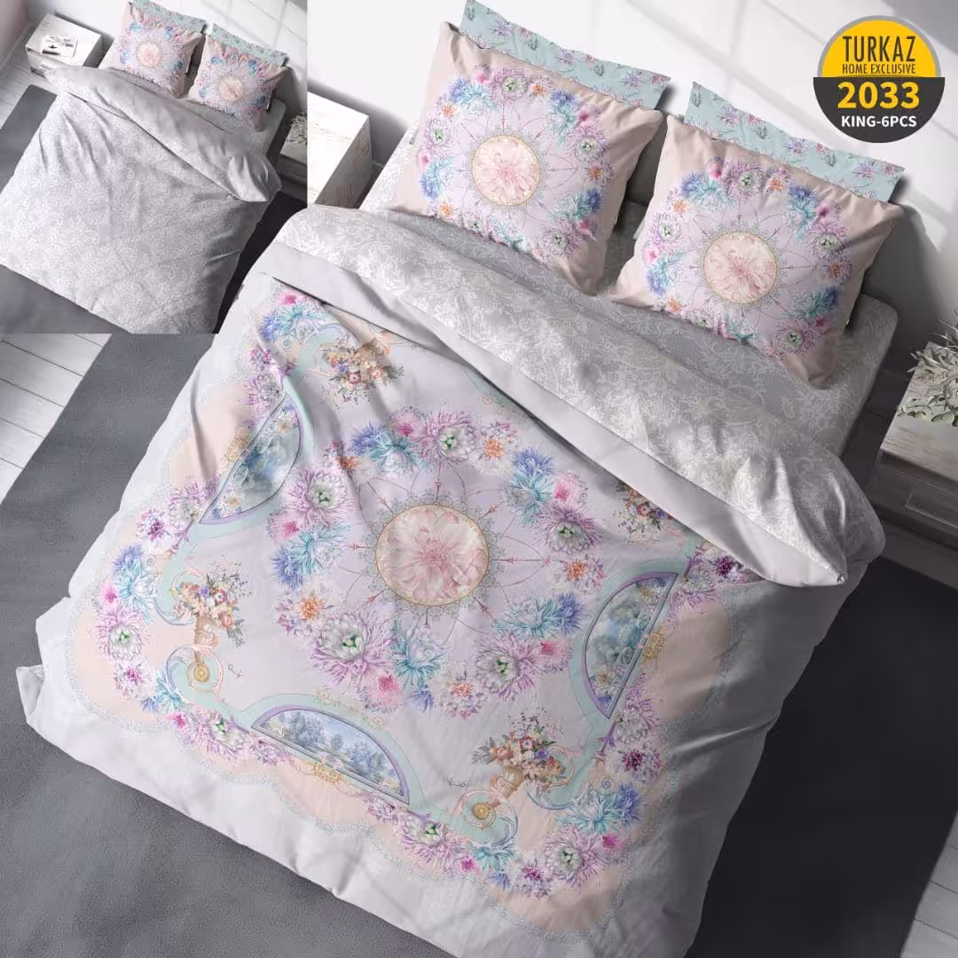 سرویس لحاف روتختی 2 نفره چاپی تنسل برند ترکاز(Turkaz) کد 2033