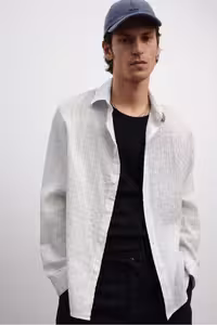 پیراهن بلوز دکمه دار مردانه TEKSTURE تناسب اورجینال H&M