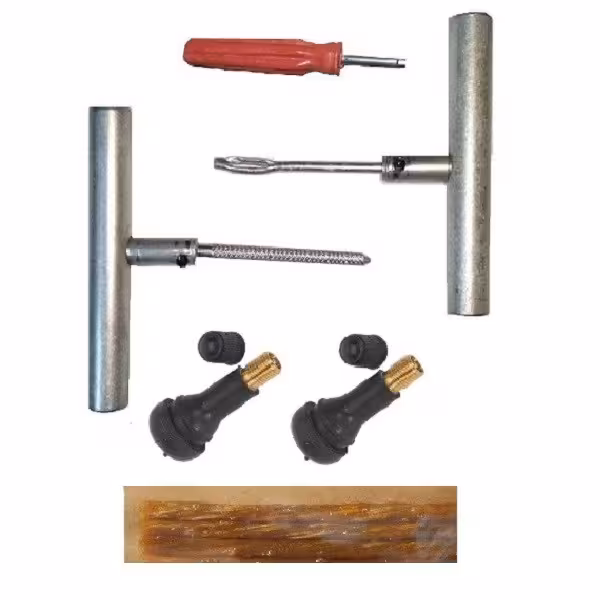 کیت پنچر گیری لاستیک تیوبلس خودرو مدل فلزی به همراه آچار والف | کالا مکس