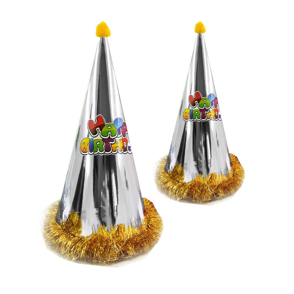 کلاه تولد متالایز نقره ای نخ زری