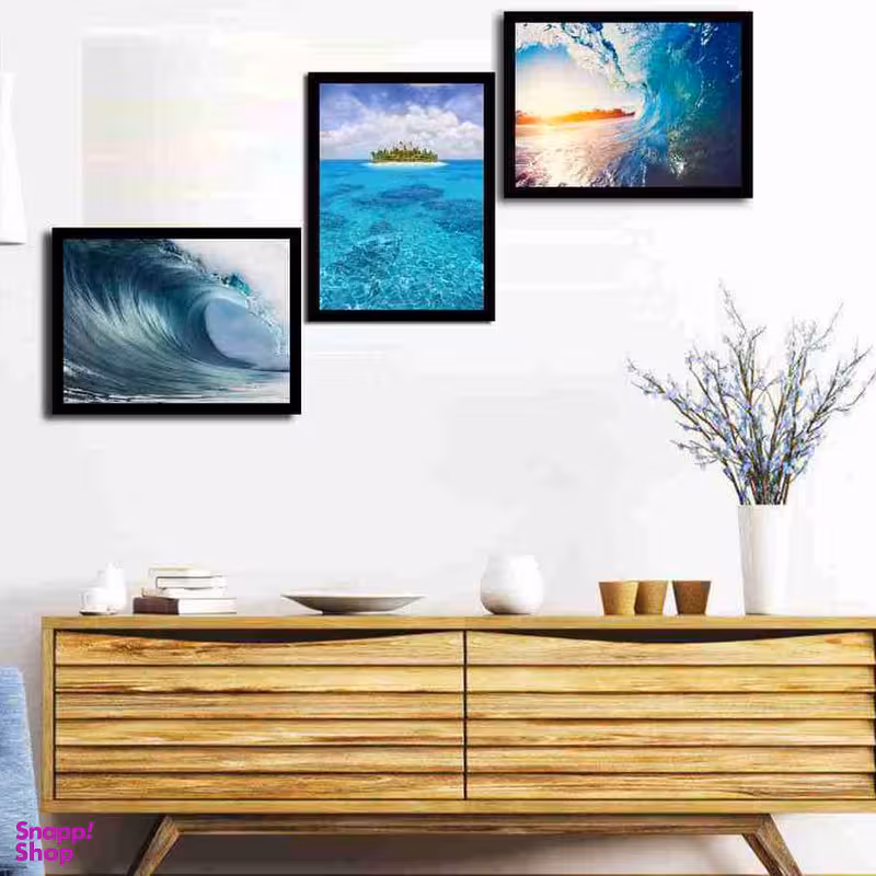تابلو بکلیت طرح طبیعت ساحل و دریا مدل دکوراتیو B-209 مجموعه 3 عددی