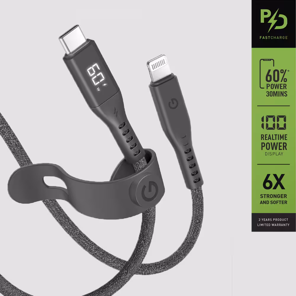 کابل آیفون USB-C 60W به لایتنینگ انرژیا مدل FLOW with Display