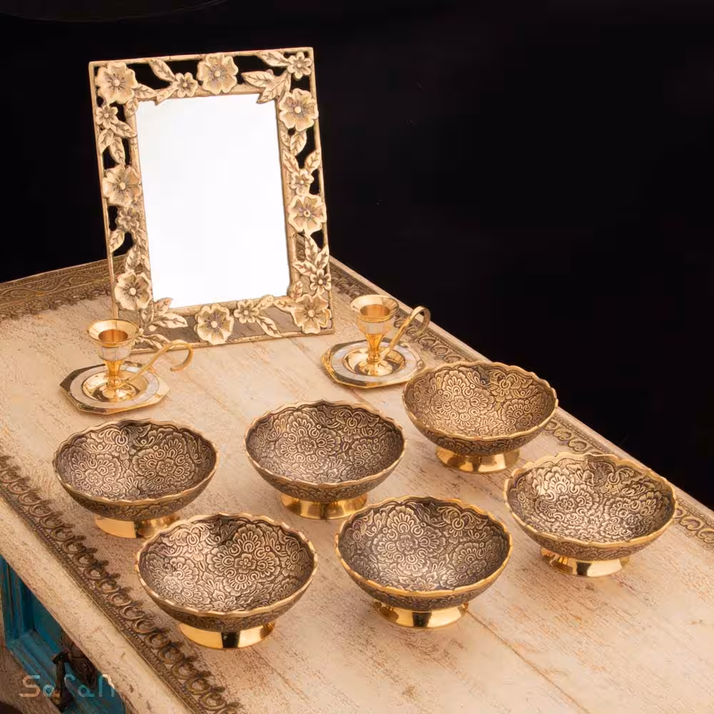 ست هفت سین برنجی طلایی کد 1104