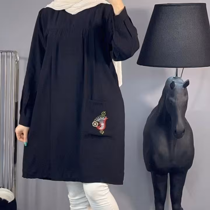 مانتو جیب گلدوزی شده درجه یک جلوبسته جنس بنگال کشی
