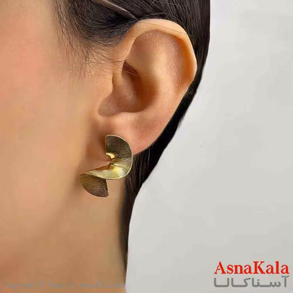 گوشواره فشن دخترانه مینیمال موجدار طلایی کد GSH151644W