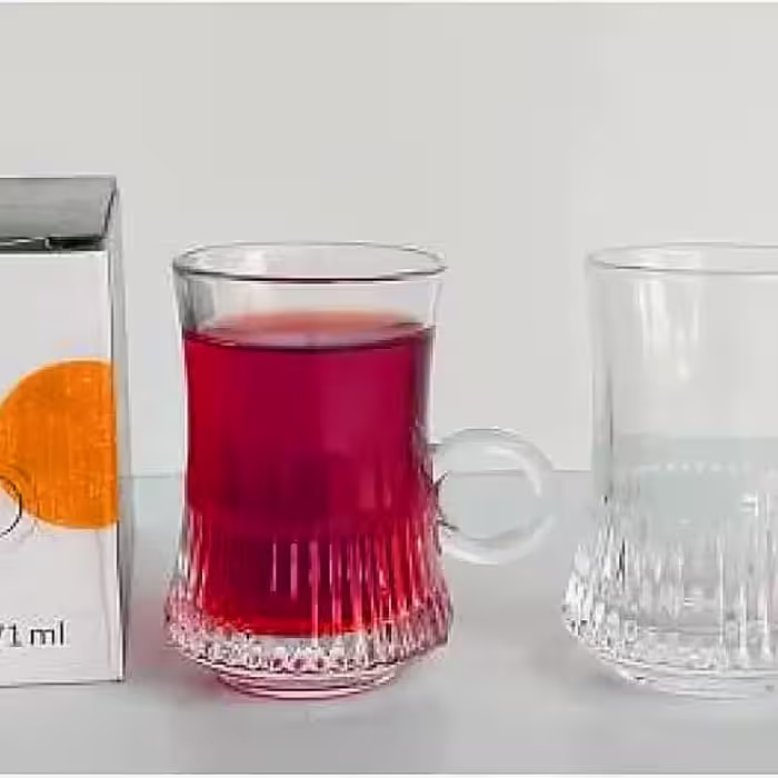 فنجان کمرباریک دسته داری خطی دلی گلس 6 عددی کد ZB341A