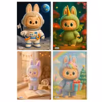 دفتر مشق 50 برگ آلبالو مدل لبوبو بسته 4 عددی | چاوه