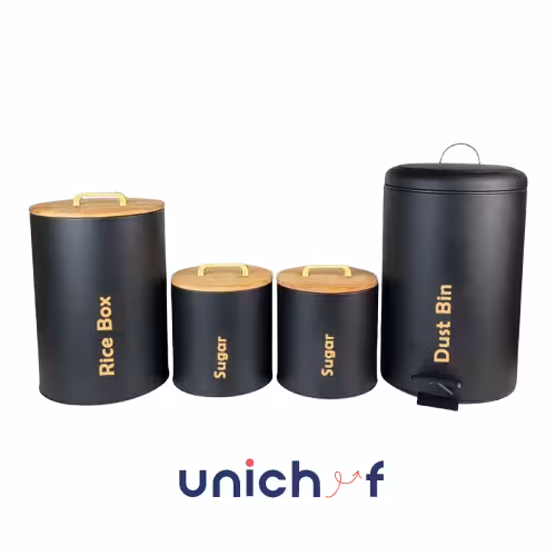 ست 4پارچه مشکی مات درب بامبو T