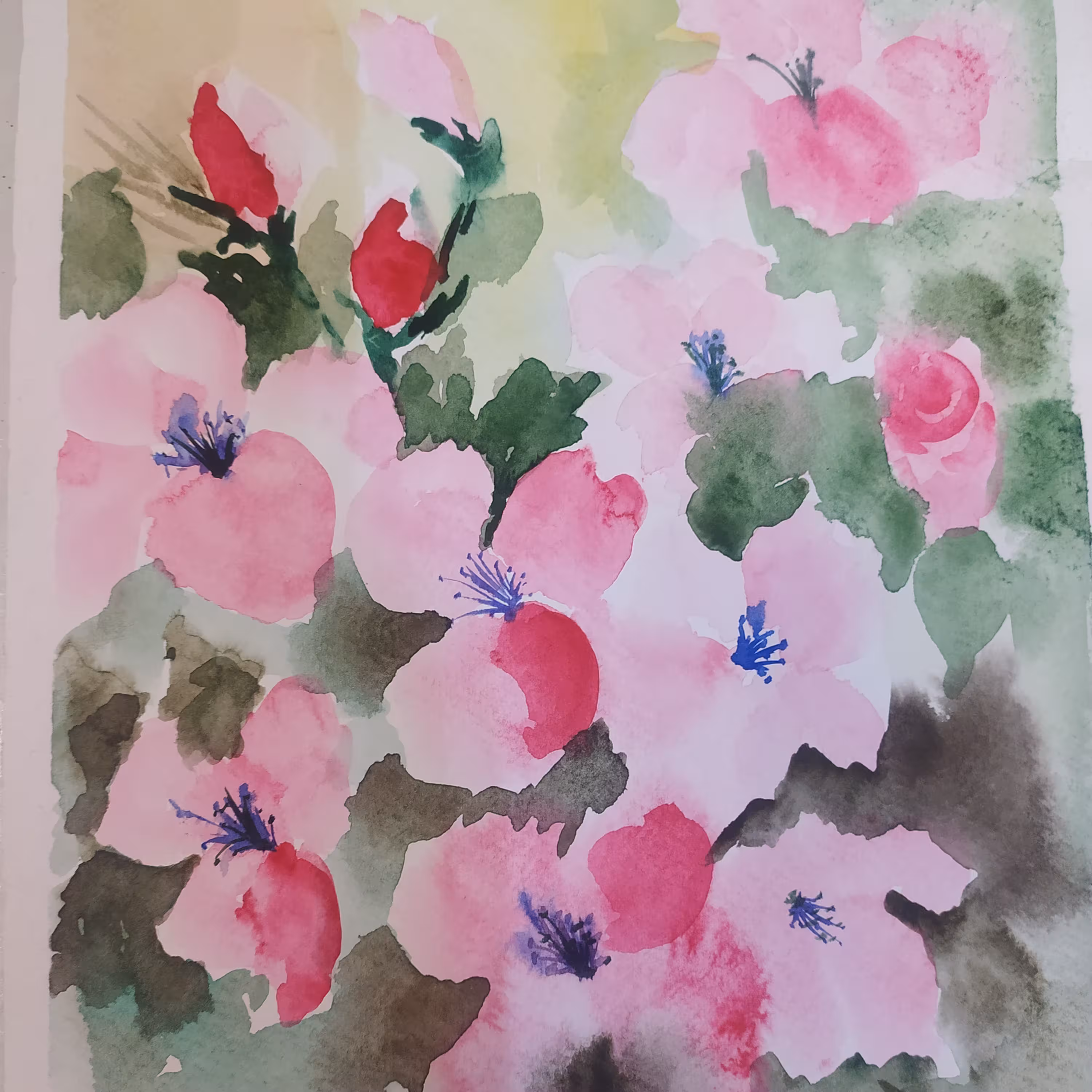 نقاشی آبرنگ بدون قاب  روی کاغذ فابریانو  سایز 20 در25 سانتیمتر