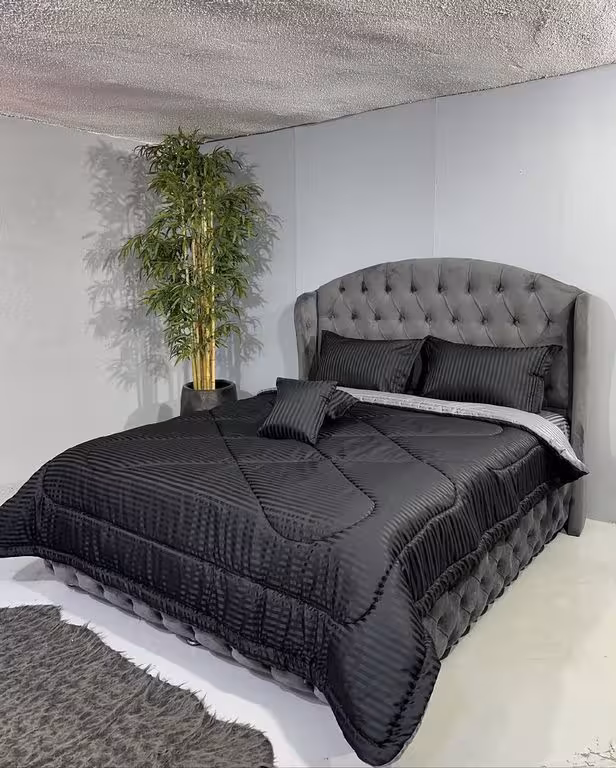 روتختی هتلی راه راه نخ پنبه طوسی مشکی