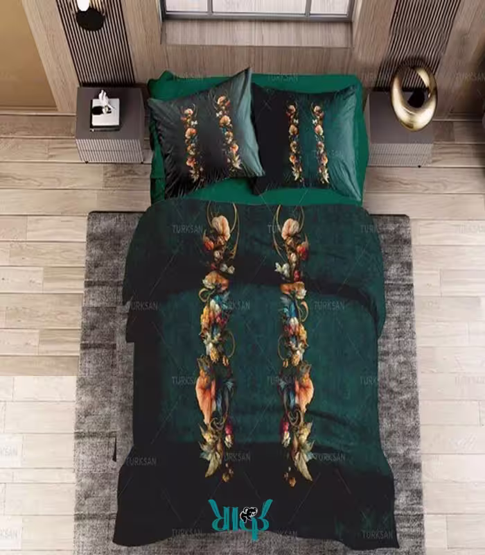 روتختی سبز گلدار دونفره کد d568