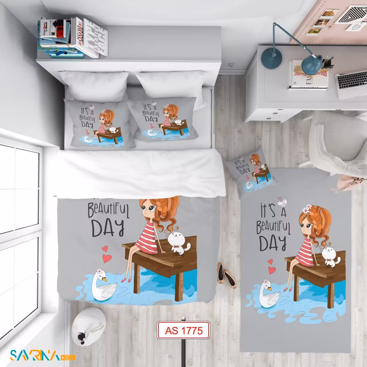 سرویس روتختی طرح دختر کوچولو یک نفره کد AS1775