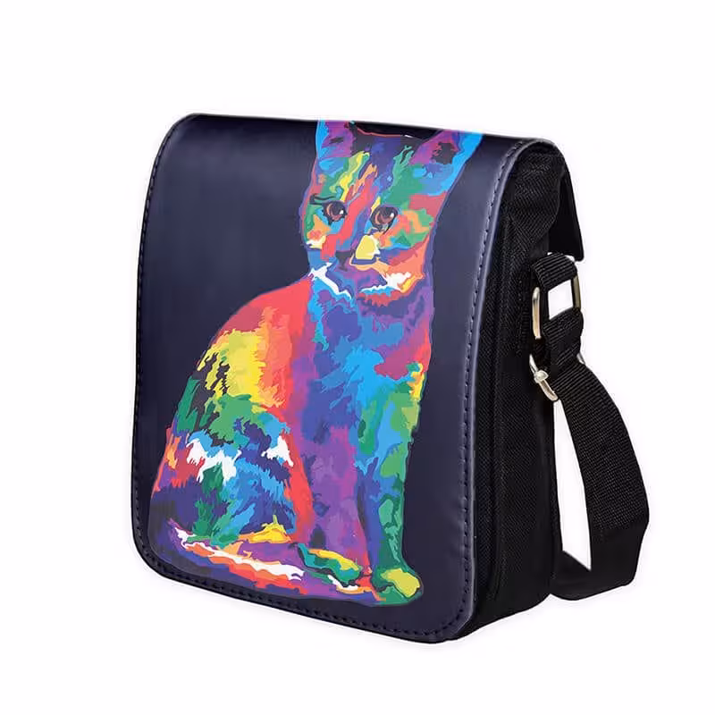 خرید و قیمت کیف دوشی طرح گربه رنگی کد 8164