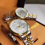 ساعت مچی ست زنانه مردانه سیتیزن طلایی نقره ای (طرح سه موتوره تقویم فعال)