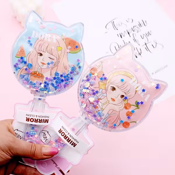 آینه اکلیلی دسته دار طرح دختر