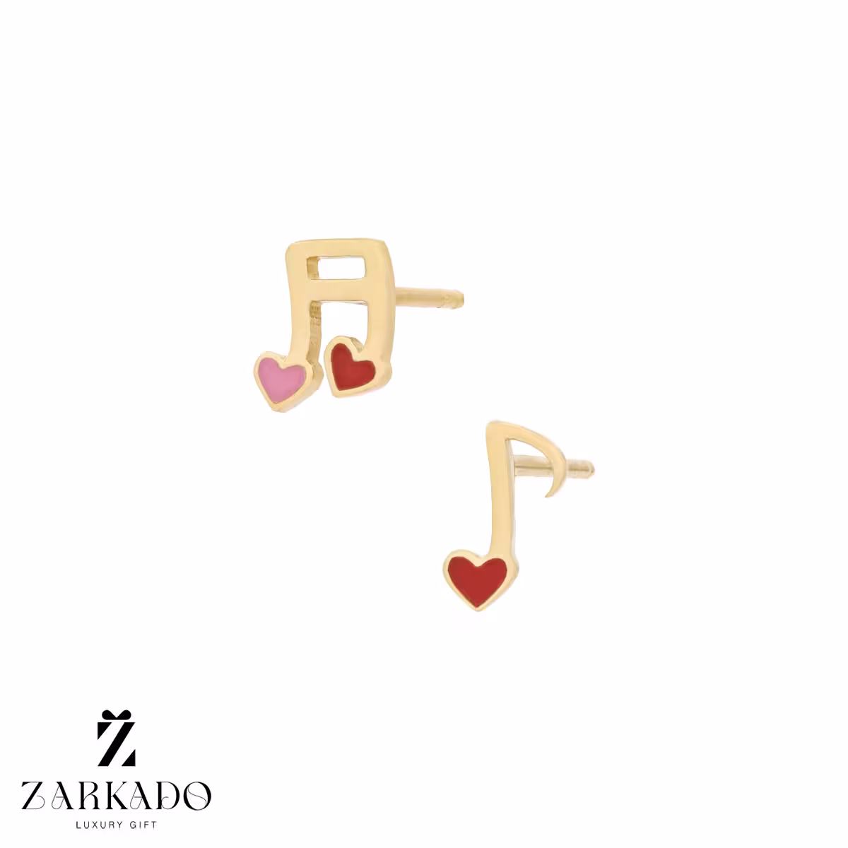 گوشواره میخی طلا نت موسیقی قلبی کد E12806