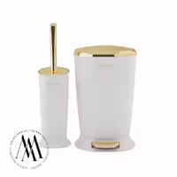 سطل زباله پدال دار ایمن آب مدل ونیز (سفید طلایی)