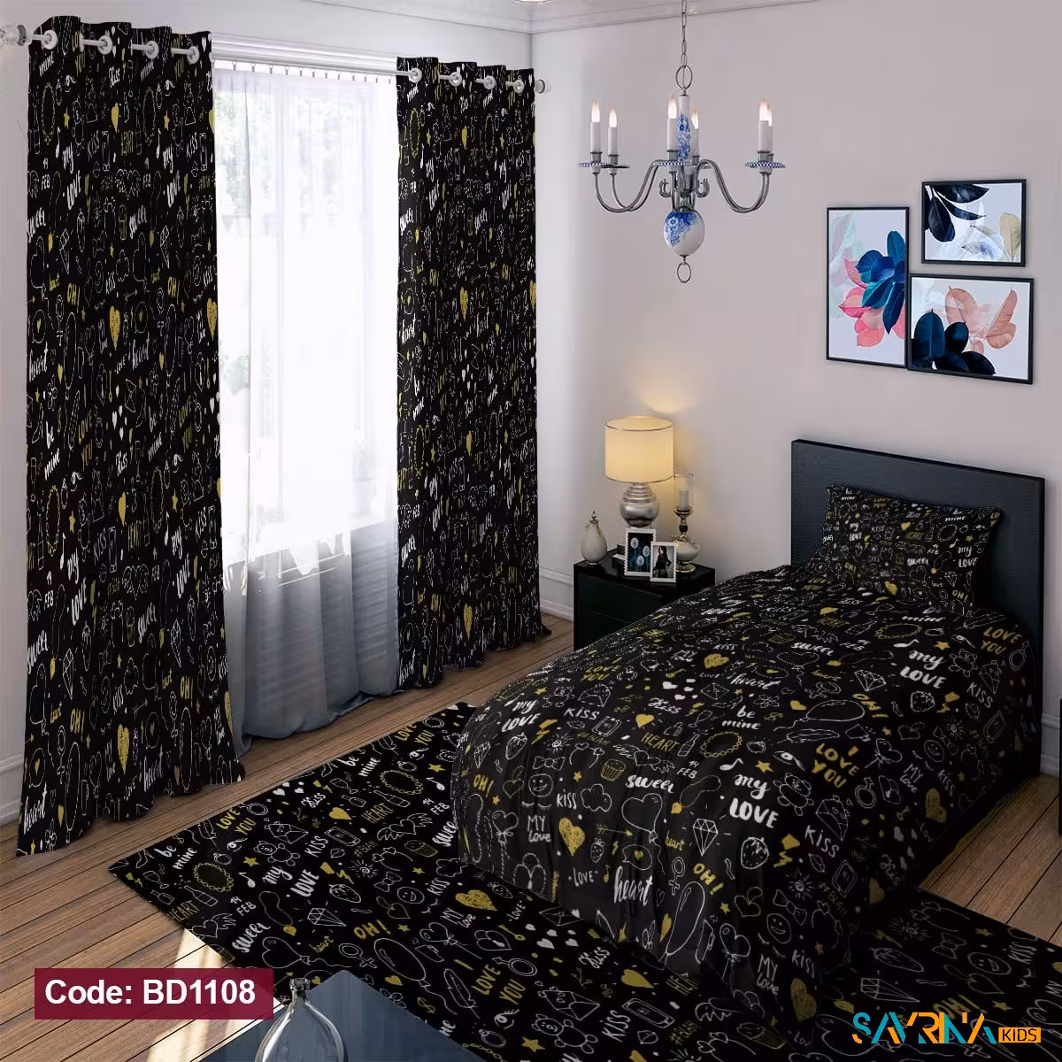 ست اتاق خواب طرح گربه My Love کد BD1108