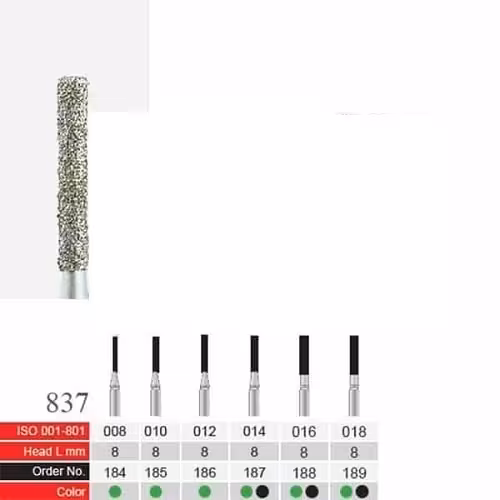 فرز الماسی دسته نقره ای BTM مدل Cylinder 837 - فروشگاه تخصصی دندانپزشکی سپیرا
