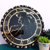 ساعت دیواری رزین مشکی قطر60