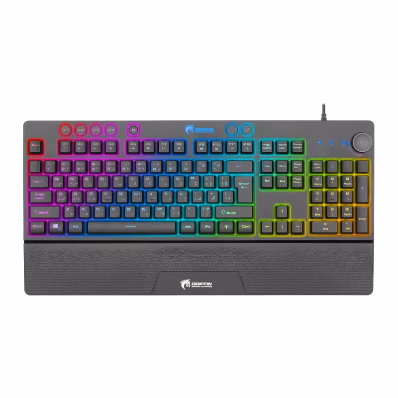 کیبورد مخصوص بازی گرین مدل GK703-RGBسوییچ ممبران ، Full Size، نورپردازی RGB