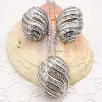 نیم ست جواهر نقره تایلندی با آبکاری طلا سفید