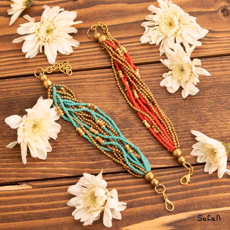 دستبند برنجی منجوقی هندی طلایی